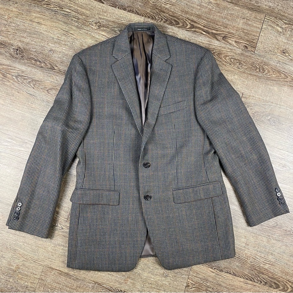 Lauren Ralph Lauren Blazer 40R Brown 100% Wool 2 Button Sports Coat Houndstooth